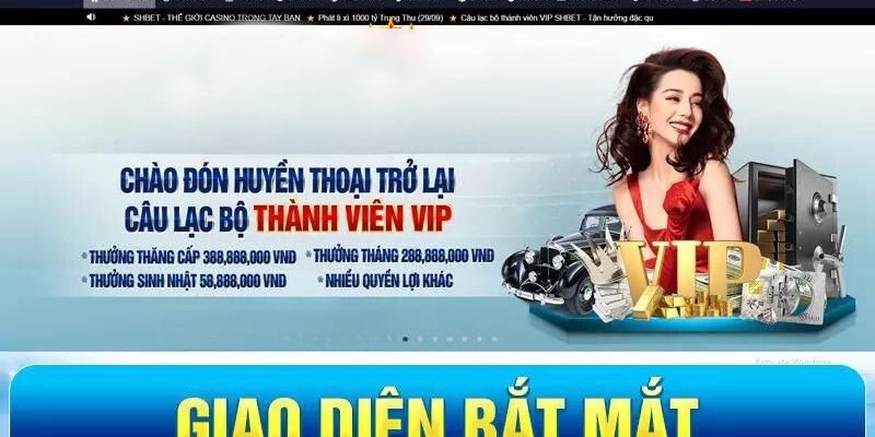 Giao diện trang chủ SHbet bắt mắt và thân thiện với các hội viên