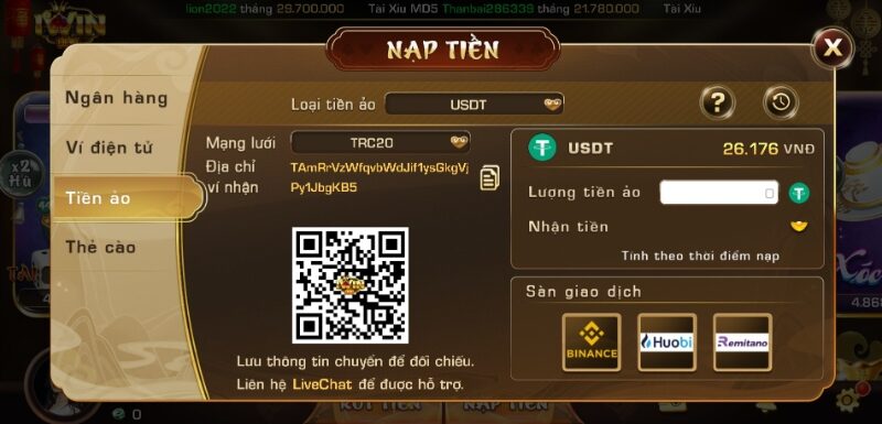 nạp tiền Iwin